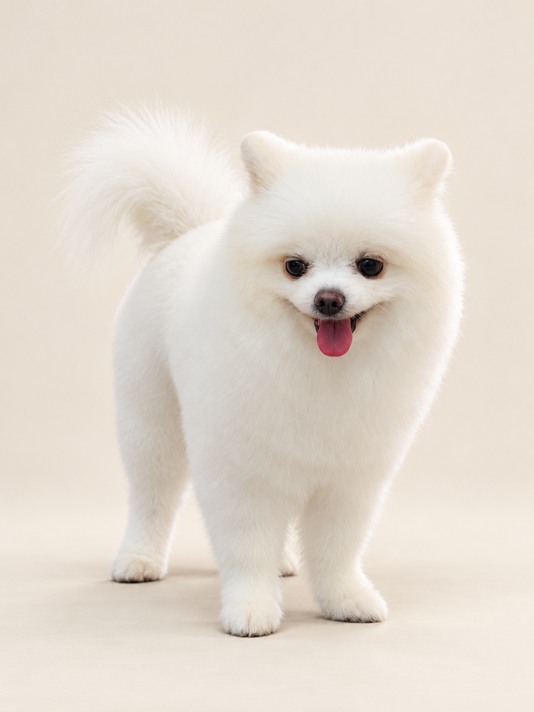 น้องหมาหลังตัดแต่งขน — ภาพปรับแสงและพื้นหลัง